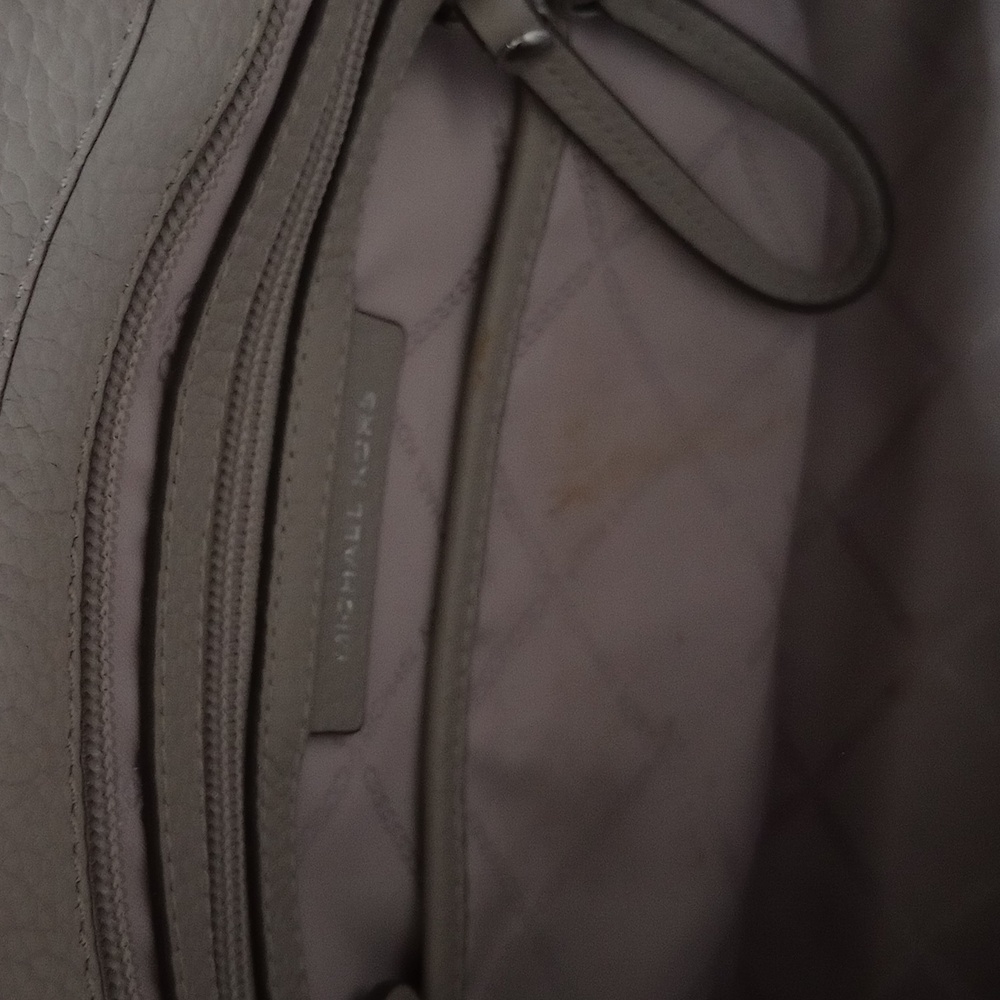 Michael Kors Grey Pebbled Leather ToteBag with tan trim and silvertone hardware - Picture 10 of 13